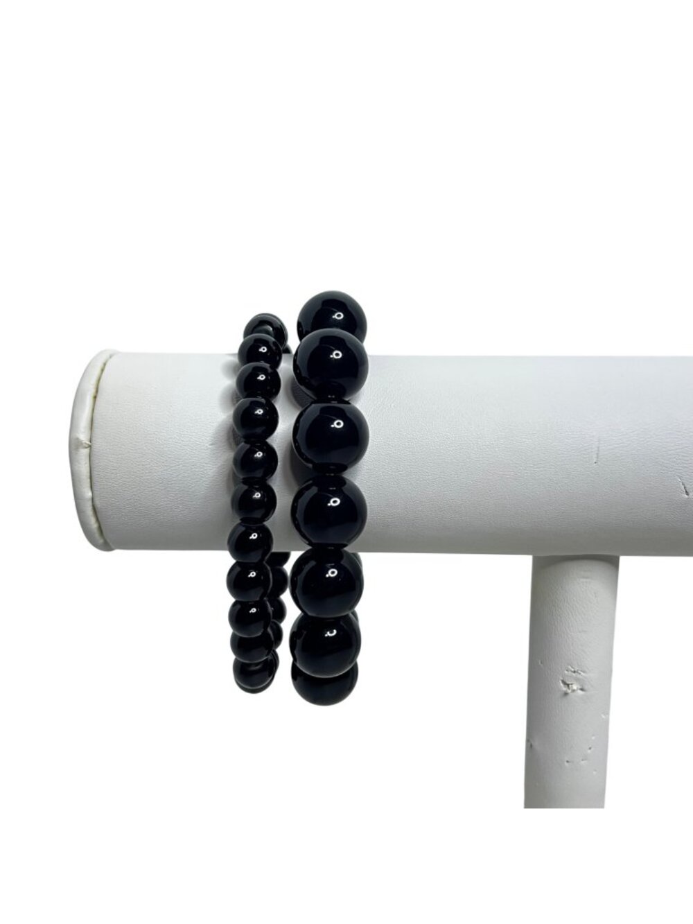 Pair of Black Beaded Stretch Bracelets (6510)